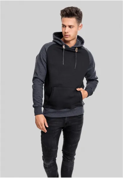 Raglan contrast hoodie blk/cha