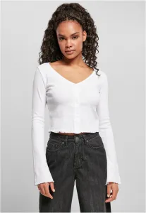 Women's sweater with a cropped rib in white