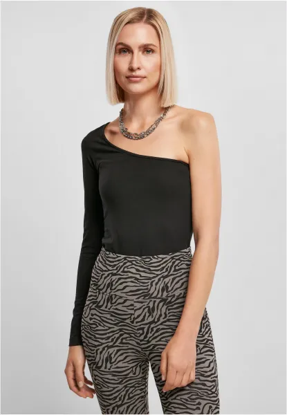 Women's Organic Asymmetrical Single Sleeve Body Black