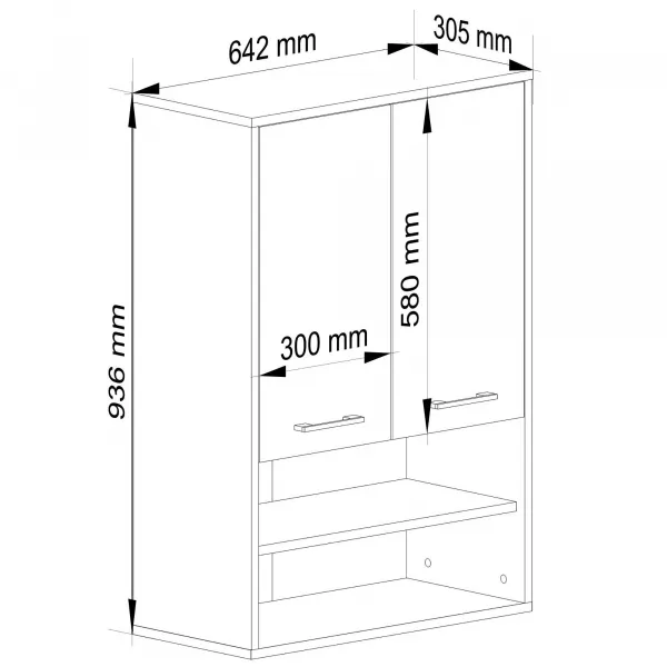 Ak furniture Závěsná koupelnová skříňka Fin W64 2D 64 cm bílá