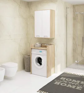 Ak furniture Závěsná koupelnová skříňka Fin W64 64 cm bílá/dub sonoma II
