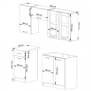 Ak furniture Kuchyňská linka Olivie H720 1,8 m prosklená bílá/dub sonoma
