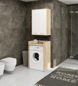 Ak furniture Závěsná koupelnová skříňka Fin W64 64 cm bílá/dub sonoma II