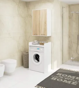 Ak furniture Závěsná koupelnová skříňka Fin W64 64 cm bílá/dub sonoma