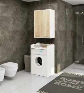 Ak furniture Závěsná koupelnová skříňka Fin W64 64 cm bílá/dub sonoma