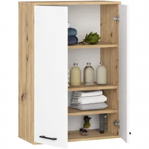 Ak furniture Závěsná koupelnová skříňka Fin W64 64 cm bílá/dub artisan