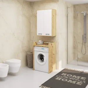 Ak furniture Závěsná koupelnová skříňka Fin W64 64 cm bílá/dub artisan