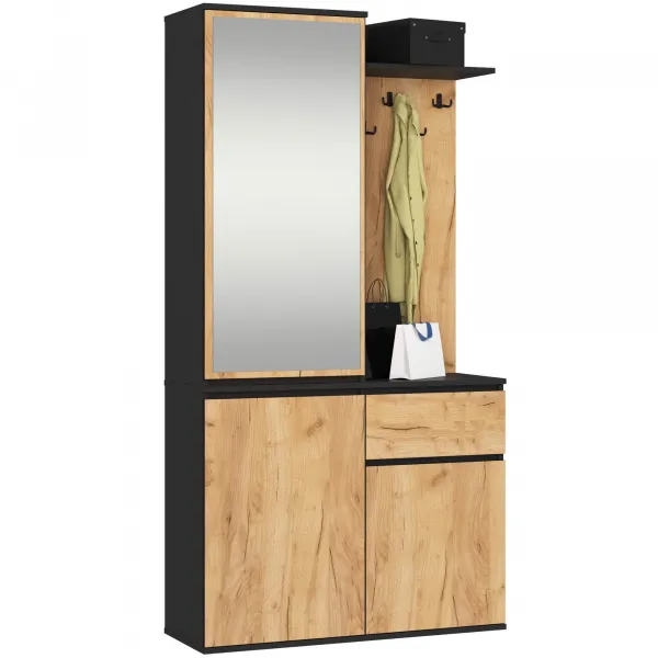 Ak furniture Předsíňová stěna Entro černá/dub craft