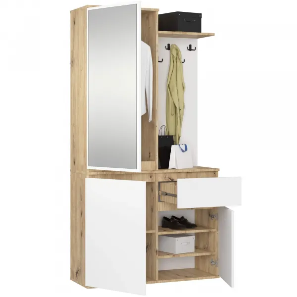 Ak furniture Předsíňová stěna Entro bílá/dub artisan