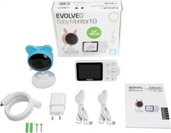 EVOLVEO Baby Monitor N3, LCD displej, IR přísvit, modrá