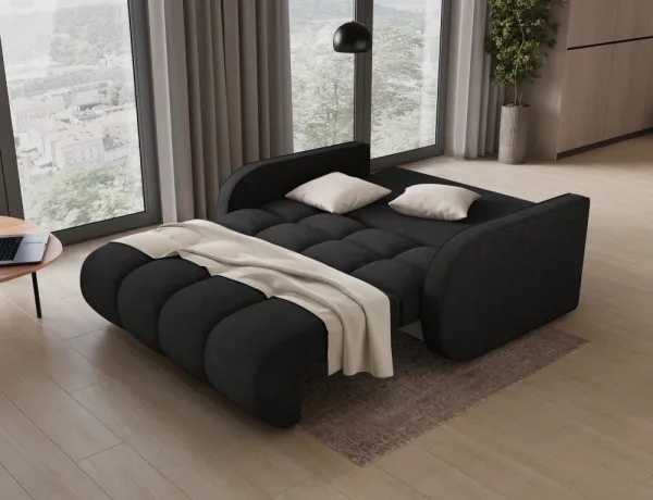 Trojmiestna rozkladacia pohovka s úložným priestorom delilah - čierna
