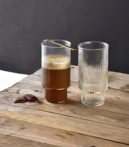 Mondex Sada 4 ks sklenic ELLA STRIPES 400 ml čirá