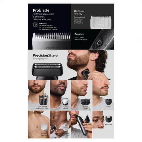 BRAUN Súprava pre starostlivosť o telo All-in-One Series 7, AIO7560, sivá