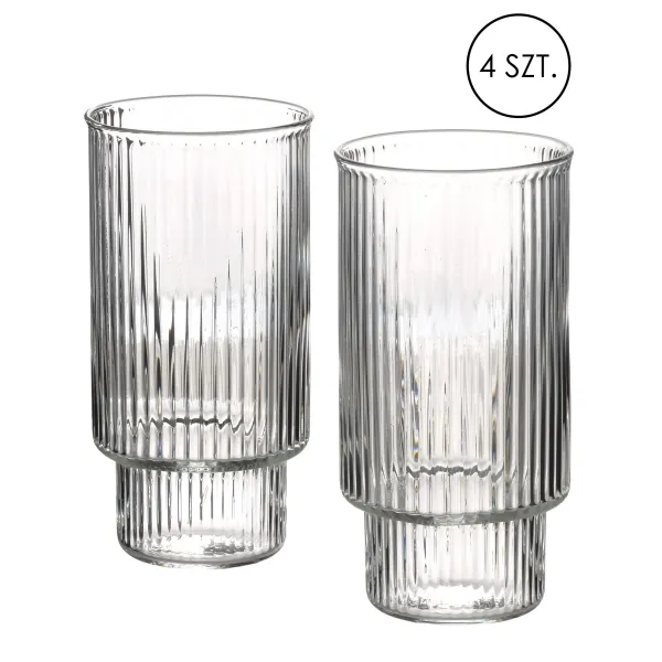 Mondex Sada 4 ks sklenic ELLA STRIPES 400 ml čirá
