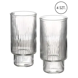 Mondex Sada 4 ks sklenic ELLA STRIPES 400 ml čirá