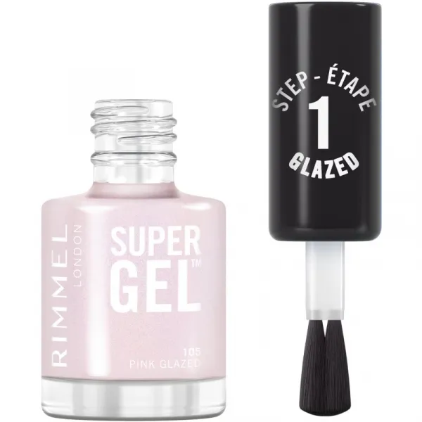 Rimmel Super Gel gélový lak na nechty bez použitia UV/LED lampy odtieň 105 Pink Glazed 12 ml