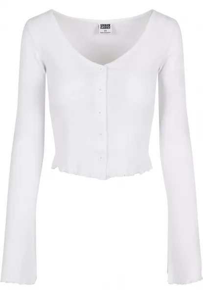 Women's sweater with a cropped rib in white