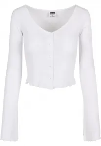 Women's sweater with a cropped rib in white