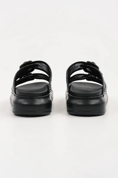 Šľapky Karl Lagerfeld Kapri Slide Sparkle 2-Strap Black Mesh Text W/Silver
