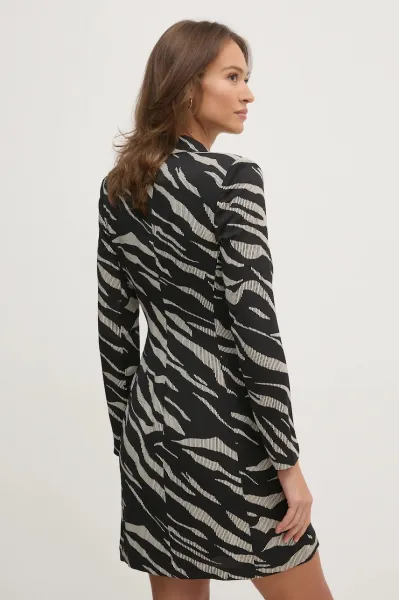 Šaty Dkny L/S Notch Collar Sid Blk/Pnk Multi