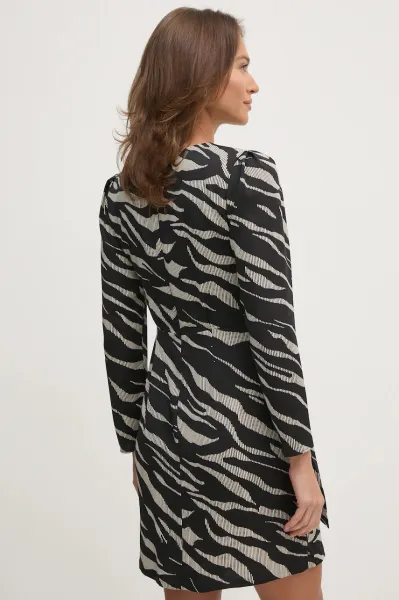 Šaty Dkny L/S Side Knot A-Line Blk/Pnk Multi