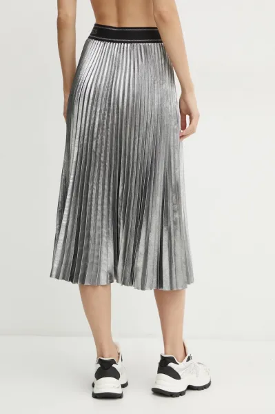 Sukňa Karl Lagerfeld Foil Pleated Skirt Gunmetal
