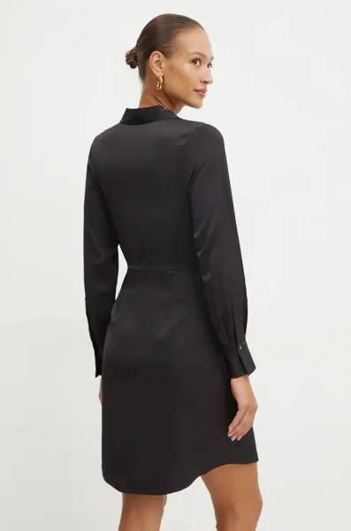 Šaty Karl Lagerfeld Satin Dress W/ Karl Chain Black