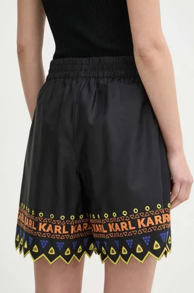 Šortky Karl Lagerfeld Embroidered Shorts Black
