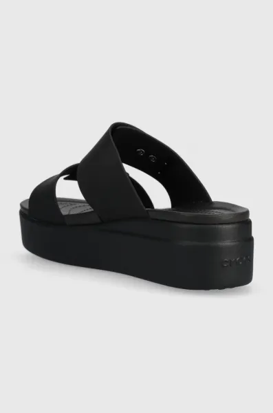 Šľapky Crocs Brooklyn Low Wedge Sandal dámske, čierna farba, na platforme, 208728