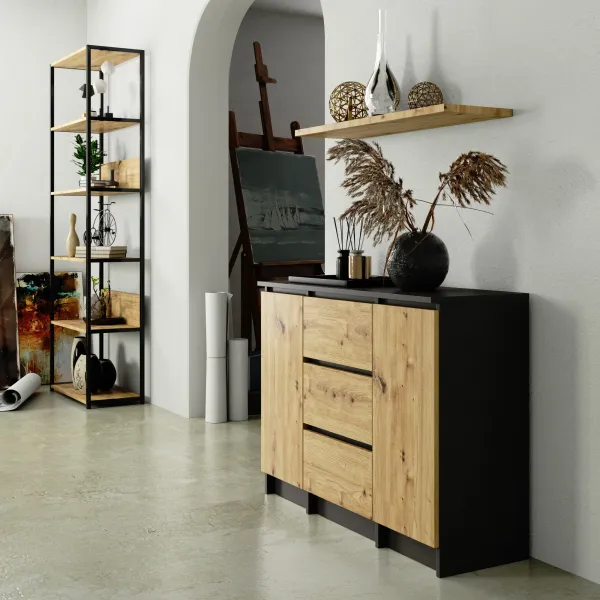 Ak furniture Komoda Girgo 101 cm grafit/dub artisan