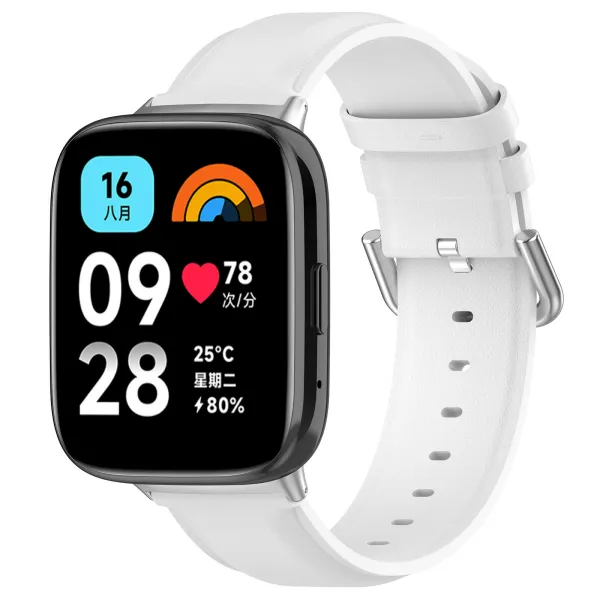 BStrap Leather remienok na Xiaomi Redmi Watch 3 Active / Lite, white