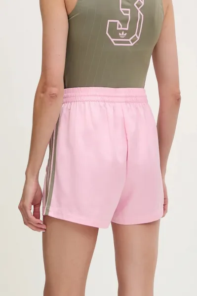 Šortky adidas Originals Shorts ružová farba, s nášivkou, vysoký pás, KD2282