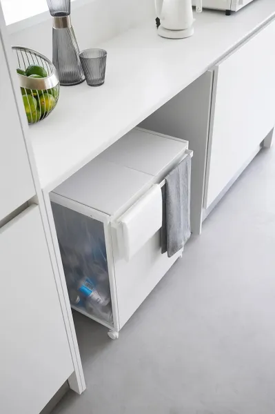 Dvojkomorový odpadkový kôš Yamazaki Tower biela farba
