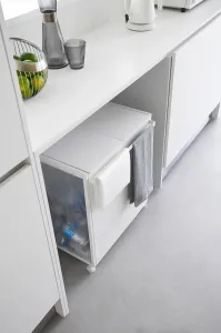 Dvojkomorový odpadkový kôš Yamazaki Tower biela farba