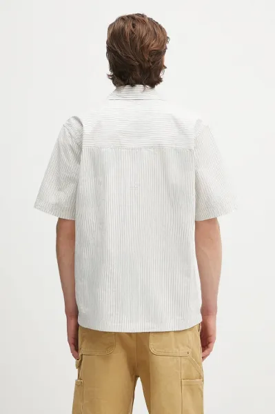 Norse Project Mads Poplin Stripe SS "Ecru" (N40-0831-0957)
