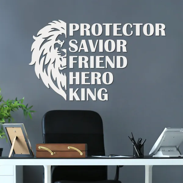 Vyrezávané nápisy s levom na stenu - Protector & King