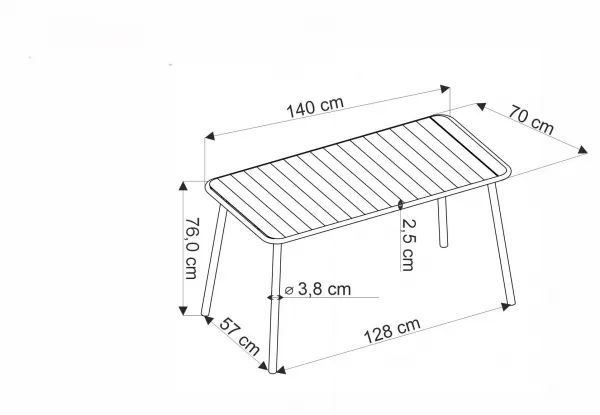 HALMAR Kovový záhradný stôl Bosco 140 cm čierny