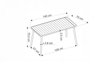 HALMAR Kovový záhradný stôl Bosco 140 cm čierny