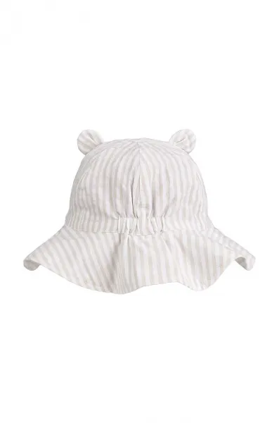 Detský bavlnený klobúk Liewood Amelia Seersucker Sun Hat With Ears fialová farba, bavlnený