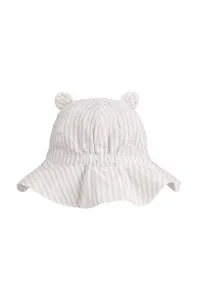 Detský bavlnený klobúk Liewood Amelia Seersucker Sun Hat With Ears fialová farba, bavlnený