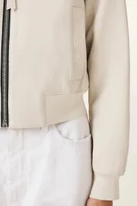 Kožená bunda AllSaints ORTEN BOMBER JACKET čierna farba, prechodná, W072LB