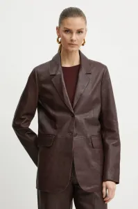 Kožené sako Forte Forte červená farba, jednoradové, jednofarebné, 13214_my jacket