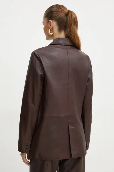 Kožené sako Forte Forte červená farba, jednoradové, jednofarebné, 13214_my jacket