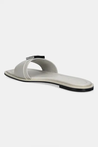 Kožené šľapky Calvin Klein FLAT SLIDE W/BUCKLE - LTH