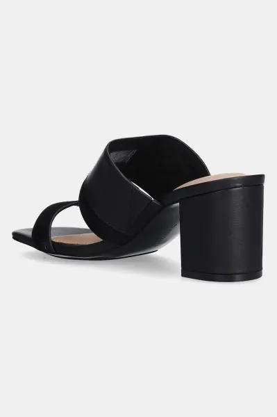 Kožené šľapky Tommy Hilfiger LEATHER & SUEDE BLOCK HEEL MULE
