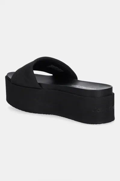 Calvin Klein FLATFORM SANDAL SLIDE INNYLON Dámske šľapky, čierna, veľkosť