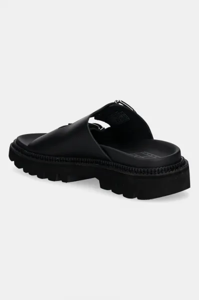 Kožené šľapky Tommy Jeans DOUBLE STRAP SANDAL