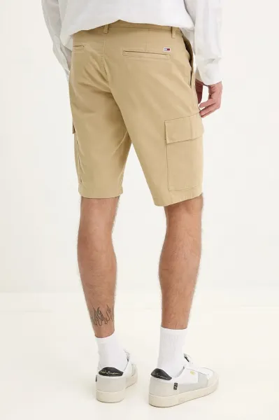 Šortky Tommy Jeans pánske, zelená farba, DM0DM21949