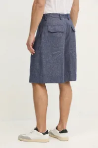 Ľanové šortky Tommy Hilfiger pánske, tmavomodrá farba, SQTHL7544.SQTH503
