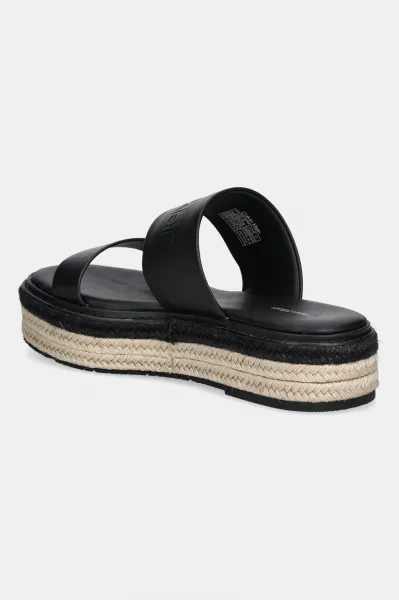 Kožené šľapky Calvin Klein FLATFORM WEDGE SLIDE - HE